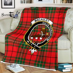 Plaid Blanket MacAulay Modern Clan Crest Badge Tartan Blanket Scottish Plaid Throw Blanket Tartan Plaid Fleece Blanket