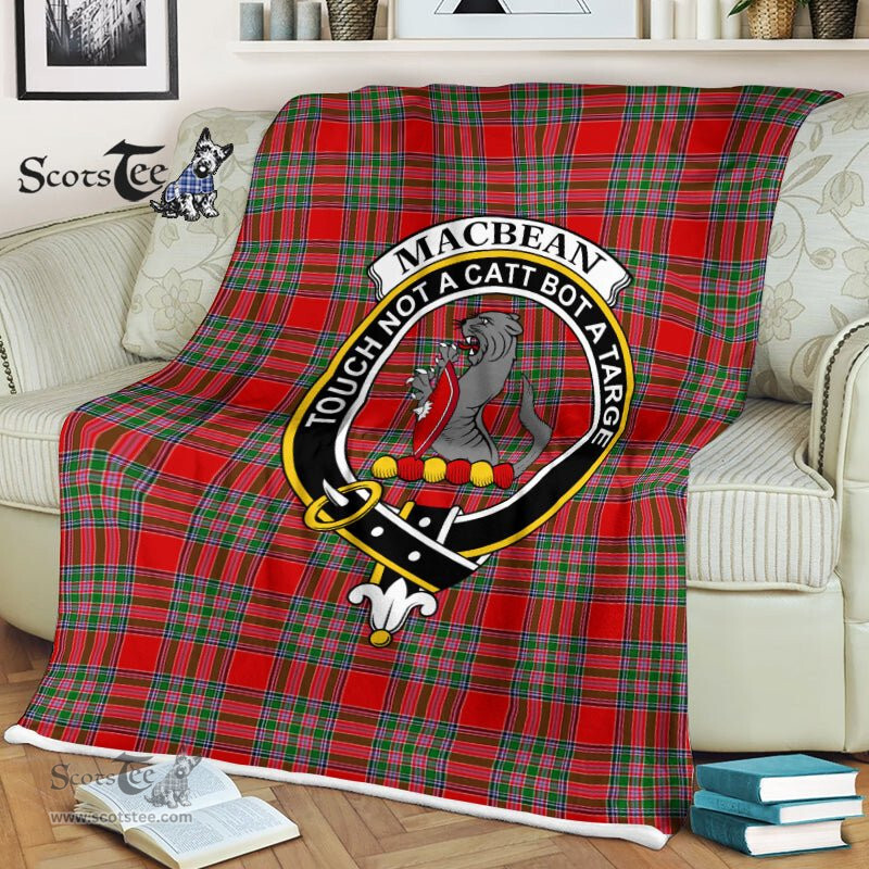 Plaid Blanket MacBean Clan Crest Badge Tartan Blanket Scottish Plaid Throw Blanket Tartan Plaid Fleece Blanket