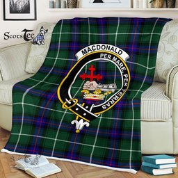 Plaid Blanket Macdonalds Of Donald The Isles Hunting Modern Clan Crest Badge Tartan Blanket Scottish Plaid Throw Blanket - Scotstee Shop
