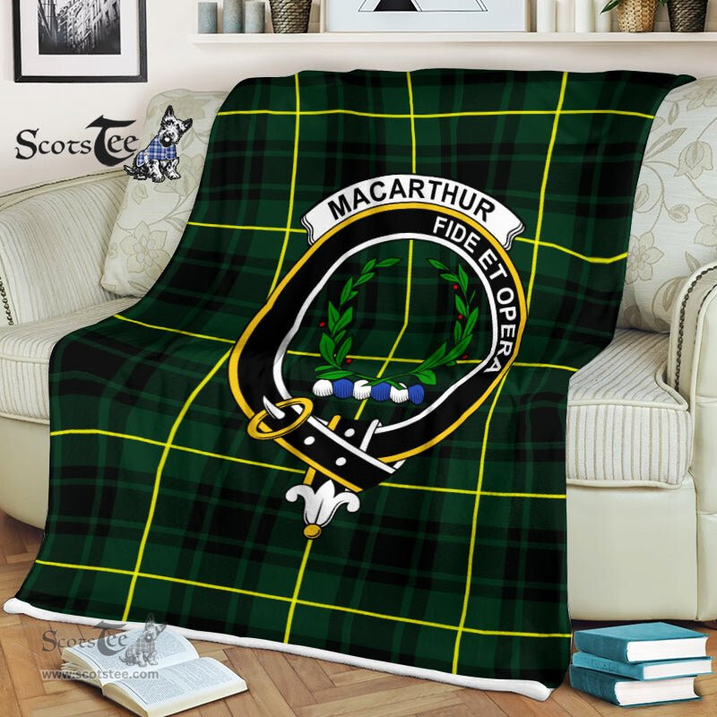 Plaid Blanket MacArthur Modern Clan Crest Badge Tartan Blanket Scottish Plaid Throw Blanket Tartan Plaid Fleece Blanket