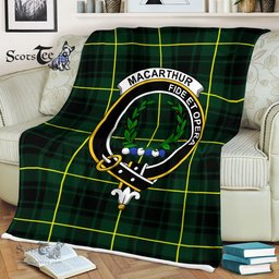 Plaid Blanket MacArthur Modern Clan Crest Badge Tartan Blanket Scottish Plaid Throw Blanket Tartan Plaid Fleece Blanket