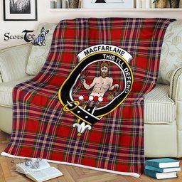 Plaid Blanket MacFarlane Clan Crest Badge Tartan Blanket Scottish Plaid Throw Blanket Tartan Plaid Fleece Blanket