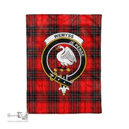 Plaid Blanket Wemyss Clan Crest Badge Tartan Blanket Scottish Plaid Throw Blanket Tartan Plaid Fleece Blanket