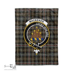 Plaid Blanket MacKenzie Weathered Clan Crest Badge Tartan Blanket Scottish Plaid Throw Blanket Tartan Plaid Fleece Blanket