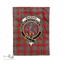Plaid Blanket MacBain Clan Crest Badge Tartan Blanket Scottish Plaid Throw Blanket Tartan Plaid Fleece Blanket