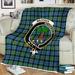 Plaid Blanket MacEwen Ancient Clan Crest Badge Tartan Blanket Scottish Plaid Throw Blanket Tartan Plaid Fleece Blanket