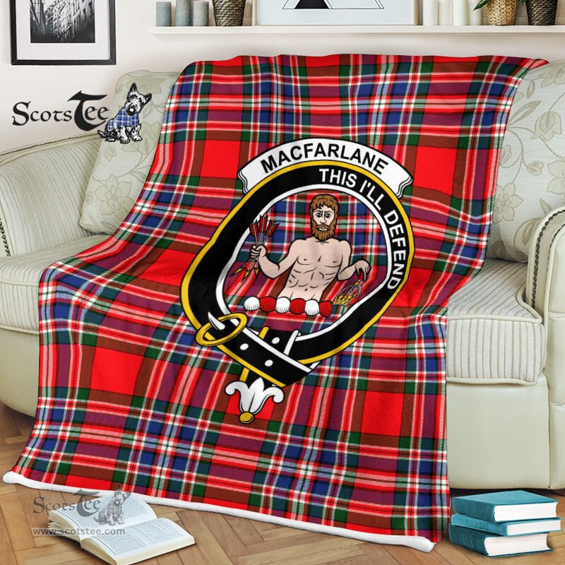 Plaid Blanket MacFarlane Modern Clan Crest Badge Tartan Blanket Scottish Plaid Throw Blanket Tartan Plaid Fleece Blanket