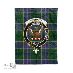 Plaid Blanket Wishart Hunting Clan Crest Badge Tartan Blanket Scottish Plaid Throw Blanket Tartan Plaid Fleece Blanket