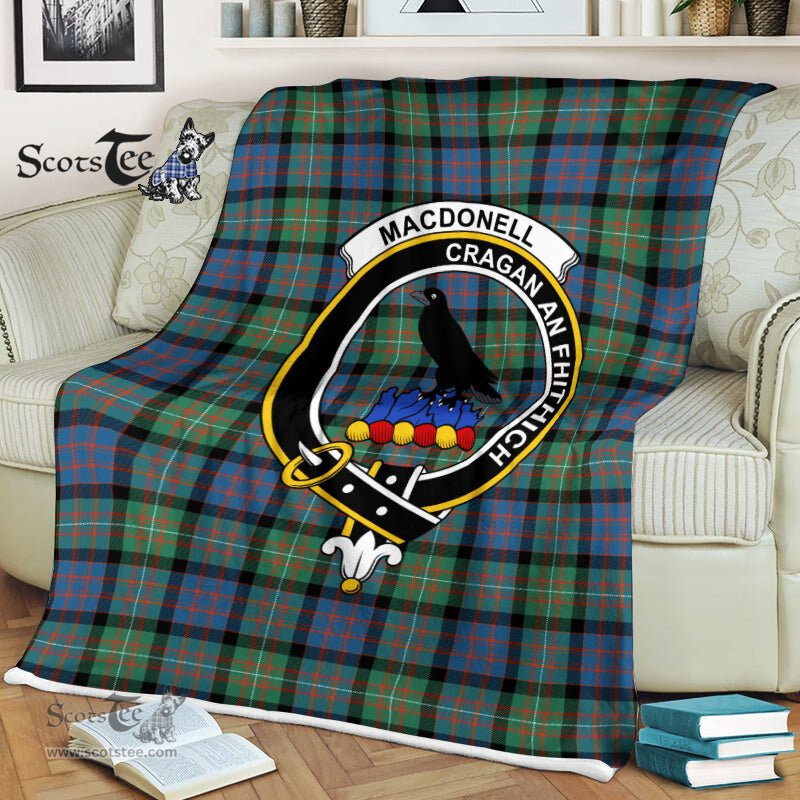 Plaid Blanket MacDonell Of Glengarry Ancient Clan Crest Badge Tartan Blanket Scottish Plaid Throw Blanket - Scotstee Shop