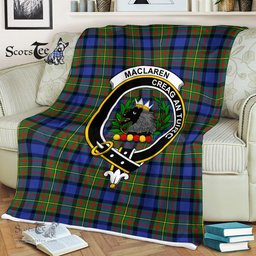 Scotstee Shop - Scotstee Shop Tartan Plaid Fleece Blankets MacLaren Clan Crest Badge Tartan Fleece Blanket Scottish