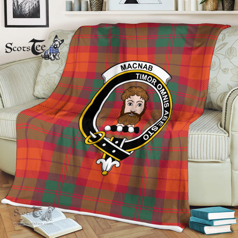 Scotstee Shop - Scotstee Shop Tartan Plaid Fleece Blankets MacNab Ancient Clan Crest Badge Tartan Fleece Blanket Scottish