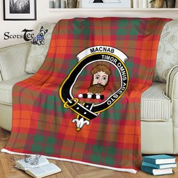Scotstee Shop - Scotstee Shop Tartan Plaid Fleece Blankets MacNab Ancient Clan Crest Badge Tartan Fleece Blanket Scottish