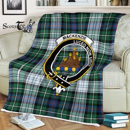 Scotstee Shop - Scotstee Shop Tartan Plaid Fleece Blankets MacKenzie Dress Ancient Clan Crest Badge Tartan Fleece Blanket Scottish