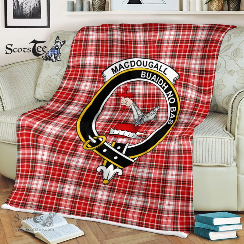 Macdougall Tartan Plaid Fleece Blankets MacDougall Dress Plaid Blanket Clan Crest Badge Tartan Blanket Scottish Blanket