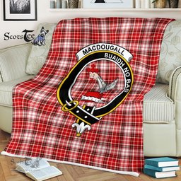 Macdougall Tartan Plaid Fleece Blankets MacDougall Dress Plaid Blanket Clan Crest Badge Tartan Blanket Scottish Blanket