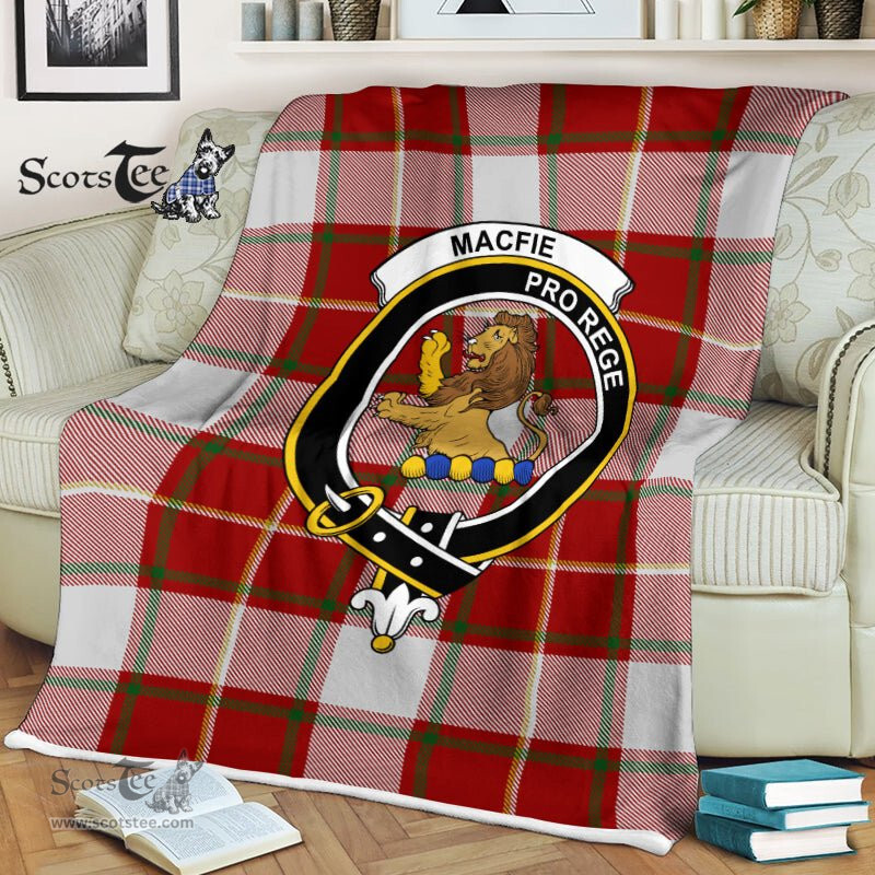 Plaid Blanket MacFie Clan Crest Badge Tartan Blanket Scottish Plaid Throw Blanket Tartan Plaid Fleece Blanket