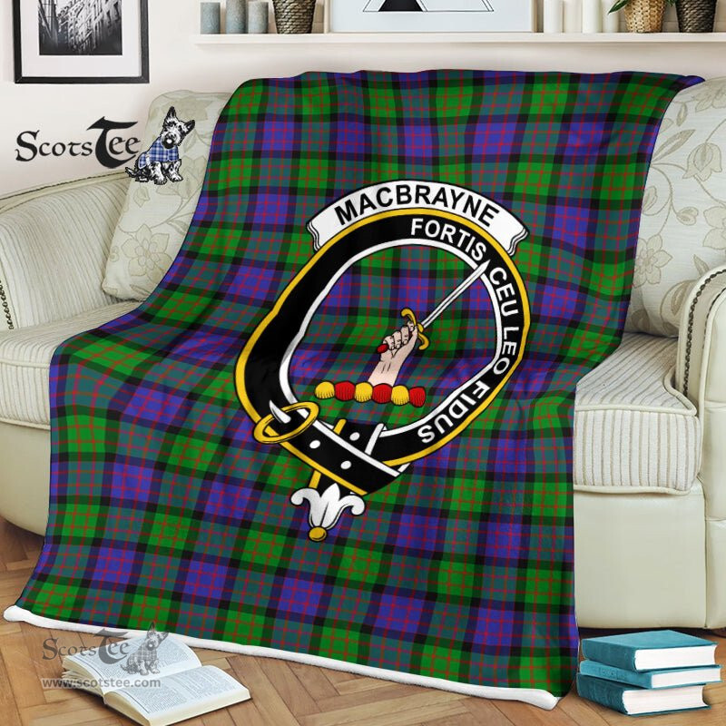 Plaid Blanket MacBrayne Clan Crest Badge Tartan Blanket Scottish Plaid Throw Blanket Tartan Plaid Fleece Blanket