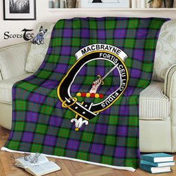Plaid Blanket MacBrayne Clan Crest Badge Tartan Blanket Scottish Plaid Throw Blanket Tartan Plaid Fleece Blanket