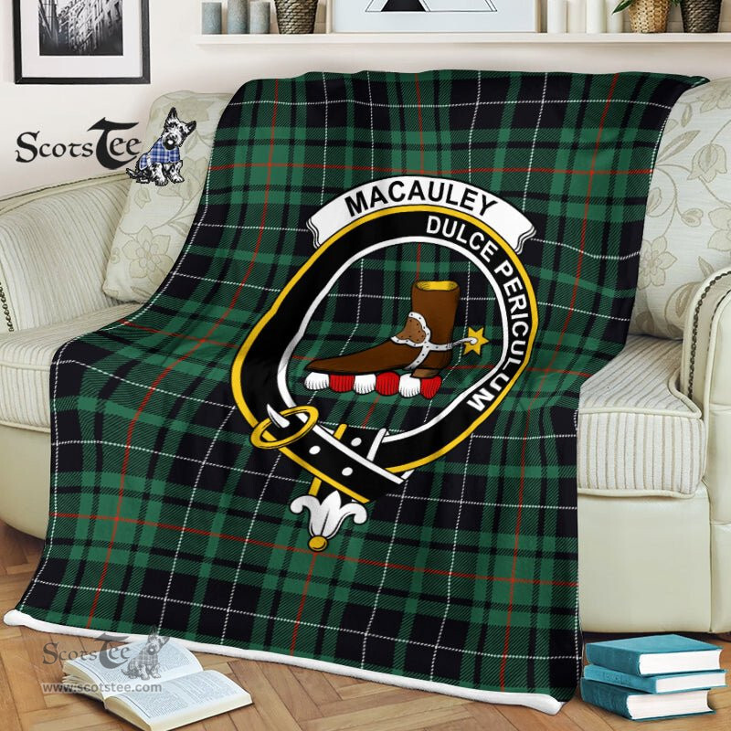 Plaid Blanket MacAulay Hunting Ancient Clan Crest Badge Tartan Blanket Scottish Plaid Throw Blanket - Scotstee Shop