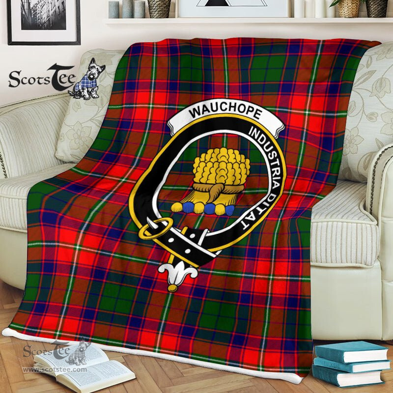 Plaid Blanket Wauchope Clan Crest Badge Tartan Blanket Scottish Plaid Throw Blanket Tartan Plaid Fleece Blanket