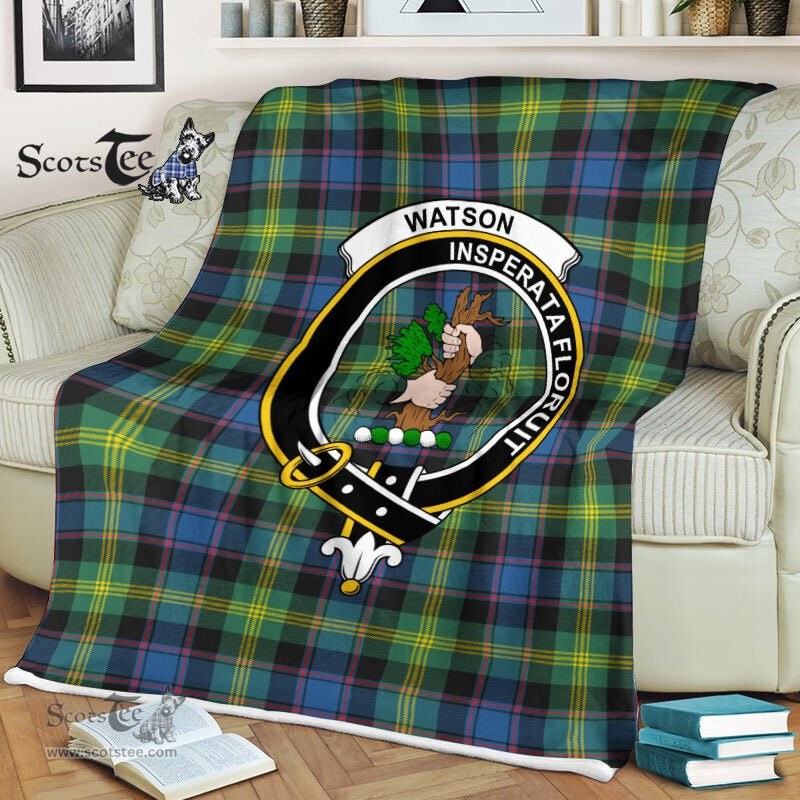 Plaid Blanket Watson Ancient Clan Crest Badge Tartan Blanket Scottish Plaid Throw Blanket Tartan Plaid Fleece Blanket