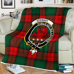 Plaid Blanket Stewart Stuart Of Bute Clan Crest Badge Tartan Blanket Scottish Plaid Throw Blanket - Scotstee Shop