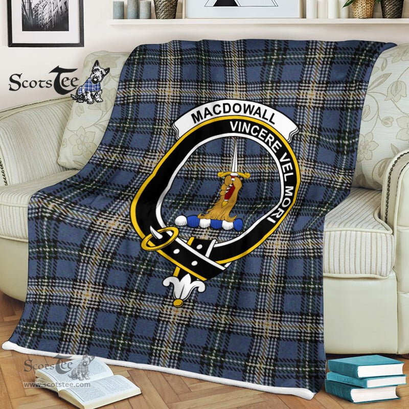 Plaid Blanket MacDowall Clan Crest Badge Tartan Blanket Scottish Plaid Throw Blanket Tartan Plaid Fleece Blanket