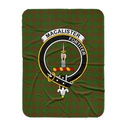 Plaid Blanket Sherpa MacAlister Of Glenbarr Hunting Clan Crest Badge Tartan Blanket Scottish Plaid Throw Blanket - Scotstee Shop