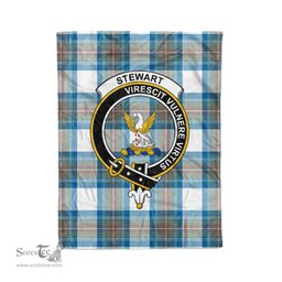 Plaid Blanket Stewart High Stewards Muted Blue Clan Crest Badge Tartan Blanket Scottish Plaid Throw Blanket - Scotstee Shop