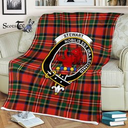Plaid Blanket Stewart Stuart Of Bute Royal Modern Clan Crest Badge Tartan Blanket Scottish Plaid Throw Blanket - Scotstee Shop
