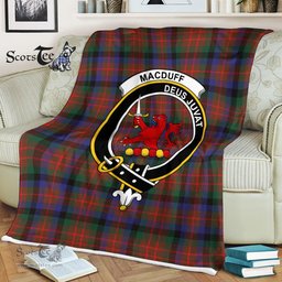 Plaid Blanket MacDuff Hunting Modern Clan Crest Badge Tartan Blanket Scottish Plaid Throw Blanket Tartan Plaid Fleece Blanket