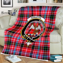 Plaid Blanket Straiton Clan Crest Badge Tartan Blanket Scottish Plaid Throw Blanket Tartan Plaid Fleece Blanket