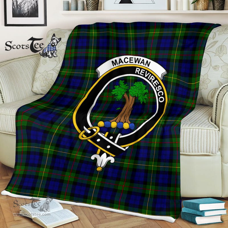 Plaid Blanket MacEwen Clan Crest Badge Tartan Blanket Scottish Plaid Throw Blanket Tartan Plaid Fleece Blanket