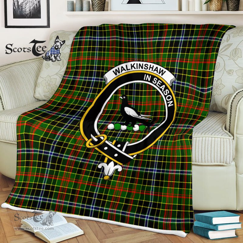 Plaid Blanket Walkinshaw Clan Crest Badge Tartan Blanket Scottish Plaid Throw Blanket Tartan Plaid Fleece Blanket