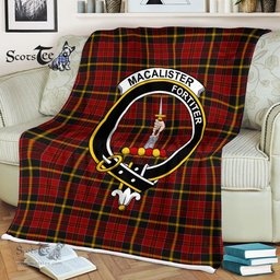 Plaid Blanket MacAlister Of Skye Clan Crest Badge Tartan Blanket Scottish Plaid Throw Blanket Tartan Plaid Fleece Blanket