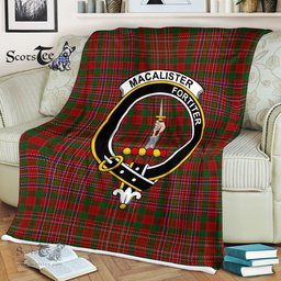 Plaid Blanket MacAlister Ancient Clan Crest Badge Tartan Blanket Scottish Plaid Throw Blanket Tartan Plaid Fleece Blanket