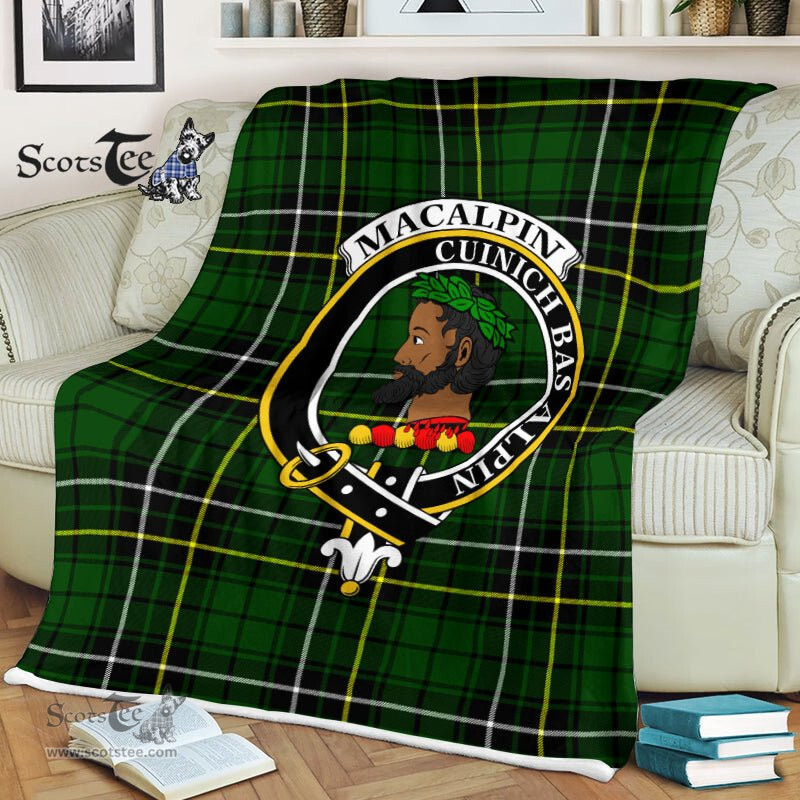 Plaid Blanket MacAlpine Modern Clan Crest Badge Tartan Blanket Scottish Plaid Throw Blanket Tartan Plaid Fleece Blanket