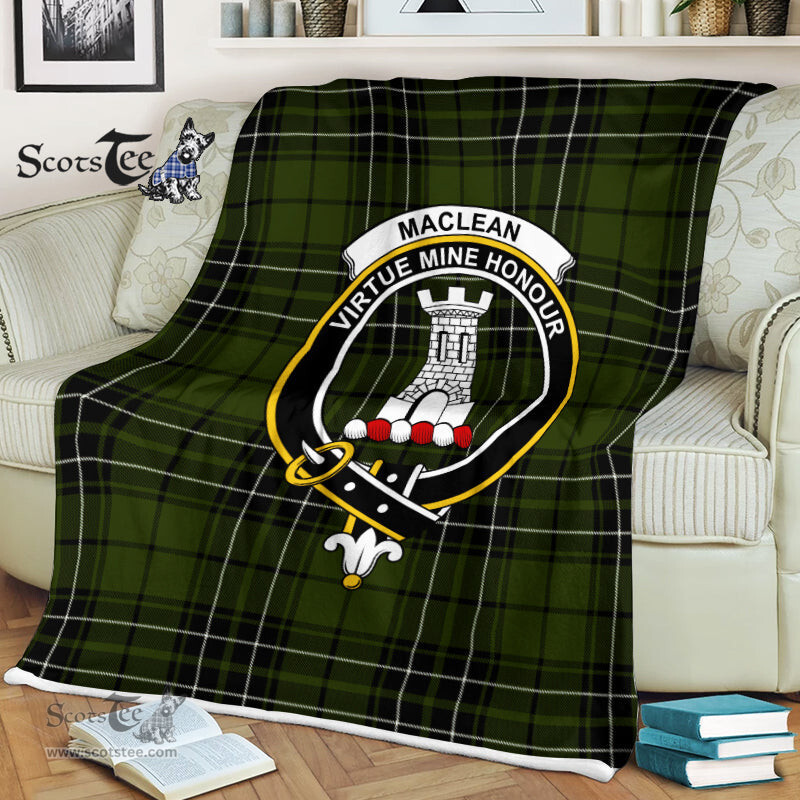 Scotstee Shop - Scotstee Shop Tartan Plaid Fleece Blankets MacLean Hunting Clan Crest Badge Tartan Fleece Blanket Scottish