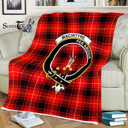 Scotstee Shop - Scotstee Shop Tartan Plaid Fleece Blankets MacIntyre Modern Clan Crest Badge Tartan Fleece Blanket Scottish