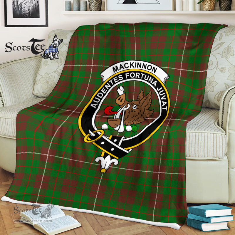 Scotstee Shop - Scotstee Shop Tartan Plaid Fleece Blankets MacKinnon Hunting Modern Clan Crest Badge Tartan Fleece Blanket Scottish