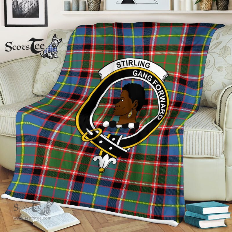 Plaid Blanket Stirling Of Keir Clan Crest Badge Tartan Blanket Scottish Plaid Throw Blanket Tartan Plaid Fleece Blanket