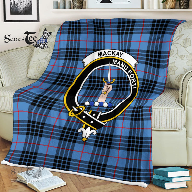 Scotstee Shop - Scotstee Shop Tartan Plaid Fleece Blankets MacKay Clan Crest Badge Tartan Fleece Blanket Scottish
