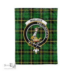 Plaid Blanket Wallace Hunting Clan Crest Badge Tartan Blanket Scottish Plaid Throw Blanket Tartan Plaid Fleece Blanket