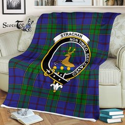 Plaid Blanket Strachan Clan Crest Badge Tartan Blanket Scottish Plaid Throw Blanket Tartan Plaid Fleece Blanket