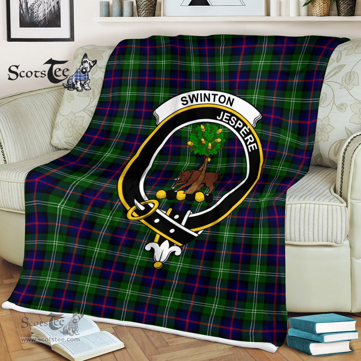 Plaid Blanket Swinton Clan Crest Badge Tartan Blanket Scottish Plaid Throw Blanket Tartan Plaid Fleece Blanket