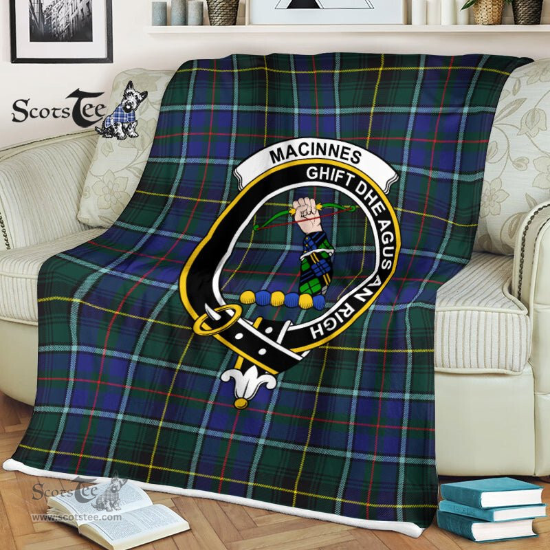 Plaid Blanket MacInnes Modern Clan Crest Badge Tartan Blanket Scottish Plaid Throw Blanket Tartan Plaid Fleece Blanket