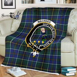 Plaid Blanket MacInnes Modern Clan Crest Badge Tartan Blanket Scottish Plaid Throw Blanket Tartan Plaid Fleece Blanket