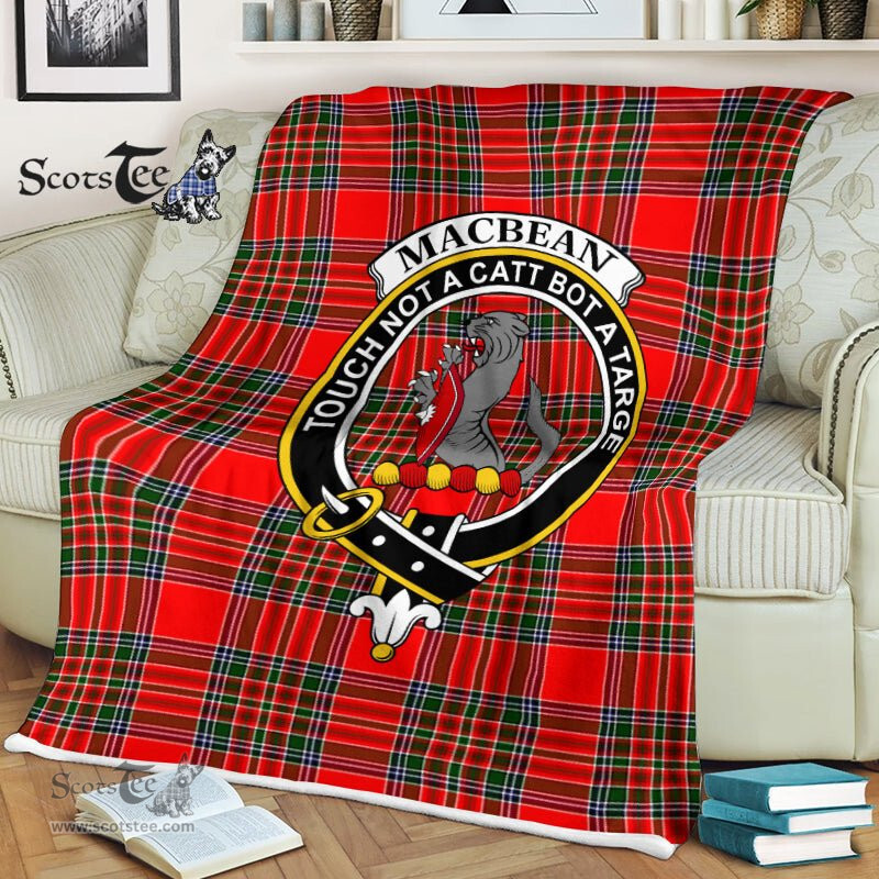 Plaid Blanket MacBean Modern Clan Crest Badge Tartan Blanket Scottish Plaid Throw Blanket Tartan Plaid Fleece Blanket