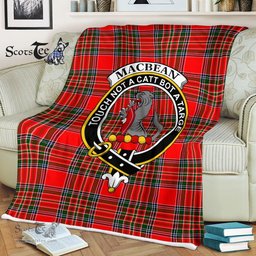 Plaid Blanket MacBean Modern Clan Crest Badge Tartan Blanket Scottish Plaid Throw Blanket Tartan Plaid Fleece Blanket