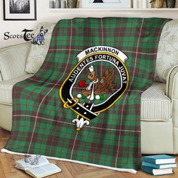 Scotstee Shop - Scotstee Shop Tartan Plaid Fleece Blankets MacKinnon Hunting Ancient Clan Crest Badge Tartan Fleece Blanket Scottish